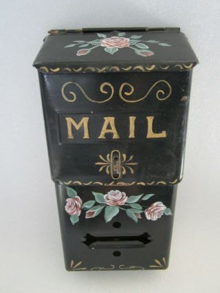 Rare Antique 1800’s American Toleware Hand Painted Tin Mailbox