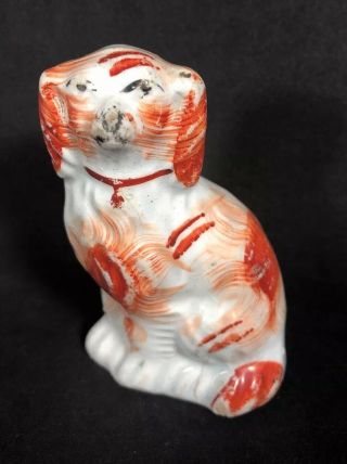 3 3/4” Staffordshire Dog Figurine Red Hand Painted As - Is Spaniel 19a