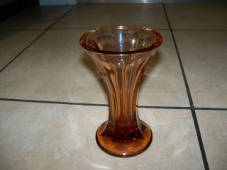 Vintage Peach Cut Crystal 6 1/2 " Tall Vase