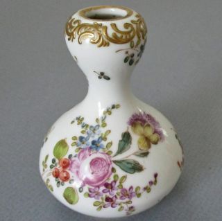 Rare 19thc Hp French Porcelain Bud Vase Perfume Bourdois & Bloch Dresden Flowers