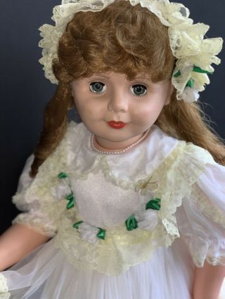 Playpal Doll Miss Lucky Green Stamps By Earle Pullan Of Canada 35” Flower Girl 2