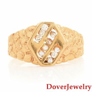 Estate Diamond 14k Yellow Gold Nugget Geometric Ring 7.  4 Grams Nr