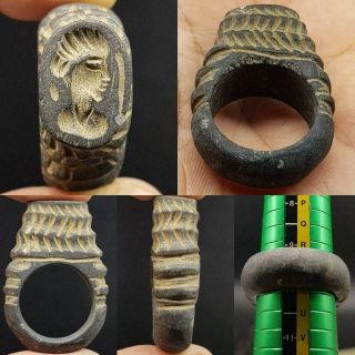 Wonderful Old King Face Seal Stone Antique Unique Ring 10