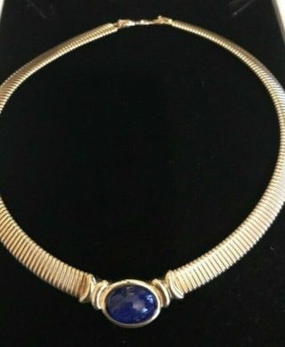Vintage Christian Dior Lapis Lazuli & Gold Tone Necklace