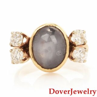 Estate Diamond Star Sapphire 18k Yellow Gold Pink Ring Nr