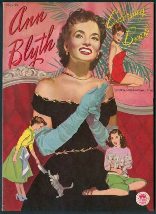 Uncolored " Ann Blyth Coloring Book " 2530 Merrill 1952 (7166)