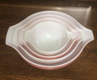 Vintage Pyrex Cinderella Nesting Bowl Set 440 - 18 Pink Gooseberry - Set 2