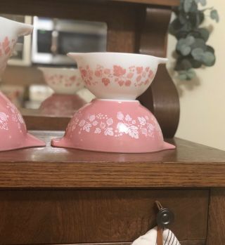 Vintage Pyrex Cinderella Nesting Bowl Set 440 - 18 Pink Gooseberry - Set 5