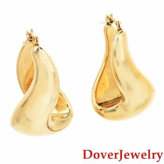 Italian Milor 14K Yellow Gold Wave Swirl Hoop Earrings 5.  7 Grams NR 2