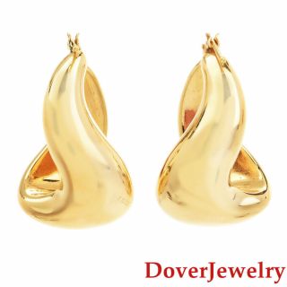 Italian Milor 14K Yellow Gold Wave Swirl Hoop Earrings 5.  7 Grams NR 3