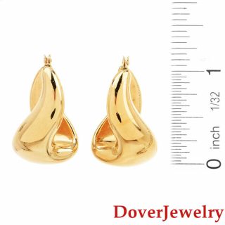 Italian Milor 14K Yellow Gold Wave Swirl Hoop Earrings 5.  7 Grams NR 4