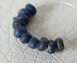 Ancient Roman Beads Of Blue Glass.  10 Psc