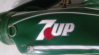 7 UP SODA VINTAGE 70 ' S PRO MODEL RON MILLER LEATHER GOLF BAG FULL SIZE VERY RARE 8