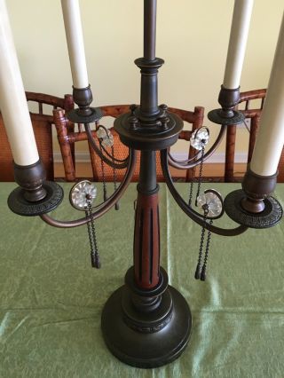 Magnificent Tall Vintage Brass Stiffel Bouillotte 4 Candlestick Table Lamp 7