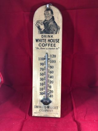 Rare Vintage White House Coffee General Store 15 " Wood Thermometer Sign