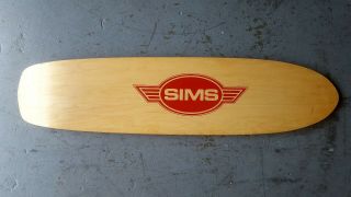 Vintage 70s Sims 7 Ply Skateboard Deck 33 " Wing Logo Nos