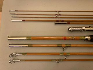 Rare Vintage Mayflower Bamboo Fishing Rod Pole in Wooden Box 10 Piece Combo RARE 3