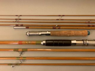 Rare Vintage Mayflower Bamboo Fishing Rod Pole in Wooden Box 10 Piece Combo RARE 4