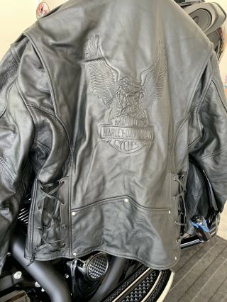 Harley Davidson Mens Xl Cruiser Ii Embossed Eagle Leather Jacket