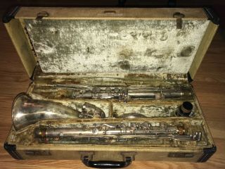 vintage metal bass clarinet,  newly overhauled,  plays amazingly 8