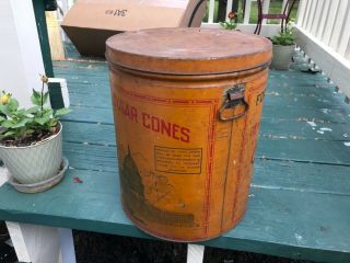 LARGE Vintage 1920s - 30s National Sugar Ice Cream Cones Can White House soda shop 7