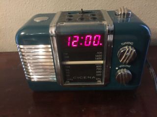 Green Vintage Cicena " Jitterbug " Digital Alarm Clock Mini Radio (retro Look)