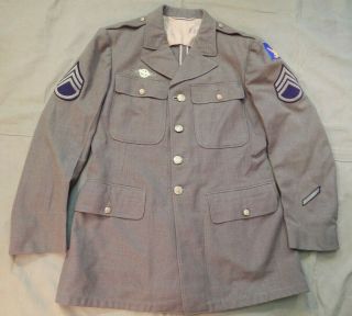 Wwii U.  S.  Army Enlisted Man’s O.  D.  Service Coat,  Size 40r,  2nd U.  S.  A.  A.  F,  1942