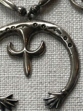 RARE Vintage Antique Sterling Silver Old Pawn Navajo SQUASH BLOSSOM NECKLACE 5
