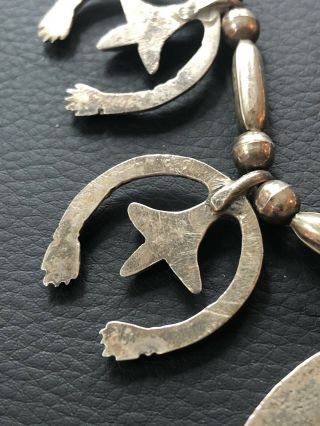 RARE Vintage Antique Sterling Silver Old Pawn Navajo SQUASH BLOSSOM NECKLACE 9