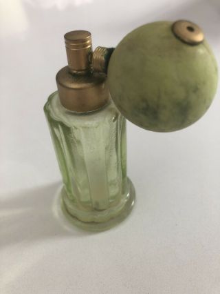 Antique Devilbiss Perfume Bottle Atomizer Green glass 4