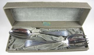Antique 1860 Crosby & Morse Hand Engraved Sterling Serving Spoon Fork 3.  7 - Ozt