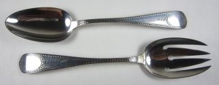 Antique 1860 Crosby & Morse Hand Engraved Sterling Serving Spoon Fork 3.  7 - ozt 3