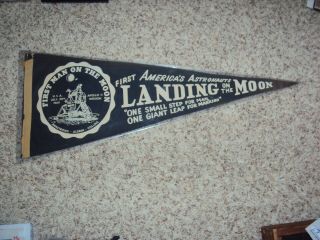 Apollo 11 First Moon Landing Vintage Felt Pennant 1969 50th Anniversary Nasa Wow