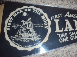 Apollo 11 First Moon Landing VINTAGE FELT Pennant 1969 50th Anniversary NASA Wow 4