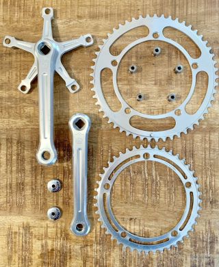 Campagnolo Nuovo Record Crankset 170mm.  53/44 Campy Rings.  Early 80’s Vintage.