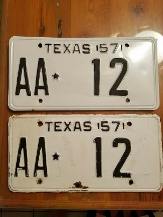 Vintage Texas License Plate 1957 Ultra Low Number Early Aa 12