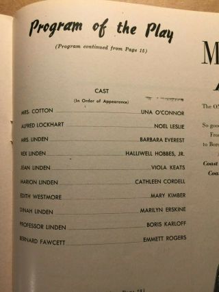 Boris Karloff & Una O ' Connor Rare Autographed Playbill Bride of Frankenstein ' 48 8