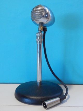 Vintage 1950s Rca Mi - 6228 Aerodynamic Microphone And Stand Shure Antique Deco