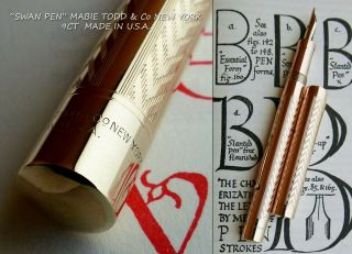 Mabie Todd Swan York Solid Gold Fountain Pen 1920.  14C M Flex Nib.  RARE 6