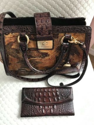 Brahmin Vintage Annabelle Copa Cabana Satchel Tote Handbag Vgc Brown With Wallet