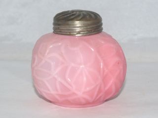 Antique Victorian Eapg Glass Salt Shaker Pink Opaque " Spider Web " Dithridge