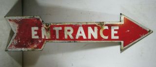 Large Vintage/antique Double Sided Porcelain Figural Arrow Shaped Entrance Sign