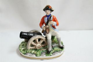 Vintage Carl Thieme Dresden Porcelain Solider Drinking Tea By Cannon