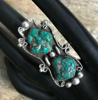 Vintage Navajo Old Pawn Sterling Silver Turquoise Ring.  Size 5.  5
