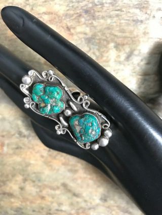 Vintage Navajo Old Pawn Sterling Silver Turquoise Ring.  Size 5.  5 6