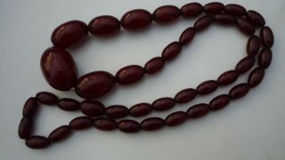 Vintage Cherry Red Bakelite Bead Necklace 41grms