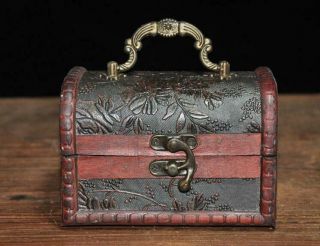 Chinese Wood Hand - Carved Old Wooden Box Jewellery Box Storage Box