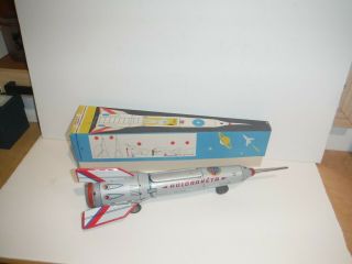 Vintage Tin Friction Toy Rocket " Holdraketa " Box W/instruction