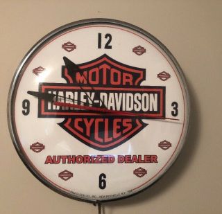 Vintage Rare Harley Davidson 15” Pam Authorized Dealer Clock 5