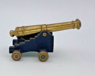 Vintage Brass Cast Iron Minature Cannon Mfgo 1/4